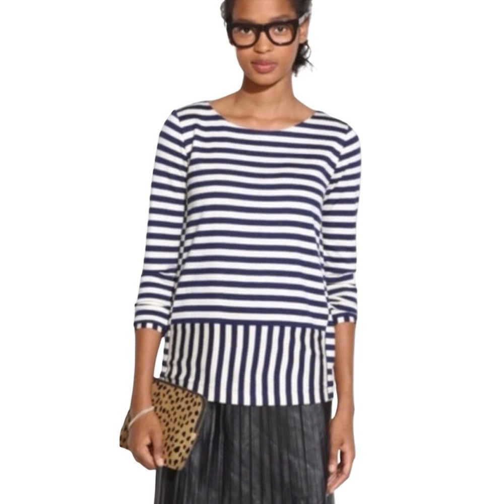 EUC Madewell Navy and White Striped Blouse